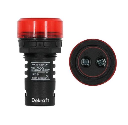 Изображение Лампа коммутационная ADDS ЛК-22 d22мм 24В AC/DC красн. LED DEKraft 25066DEK