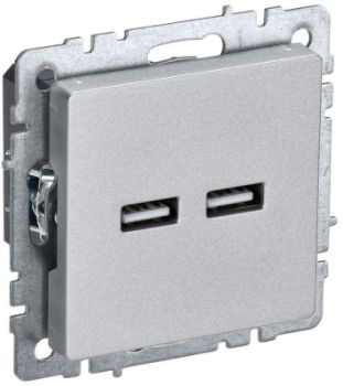 Изображение Розетка BRITE USB A+A 3.1А РЮ10-1-БрА алюм. IEK BR-U21-D31-K47