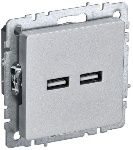 Изображение Розетка BRITE USB A+A 3.1А РЮ10-1-БрА алюм. IEK BR-U21-D31-K47