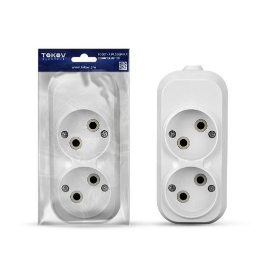 Изображение Колодка удлинителя 2-м 10А без заземл. АБС-пластик бел. TOKOV ELECTRIC TKE-C01-KU2