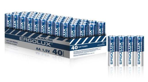 Изображение Элемент питания алкалиновый AA/LR6 1.5В Alkaline BOX40 ПРОМО (уп.40шт) Ergolux 14673