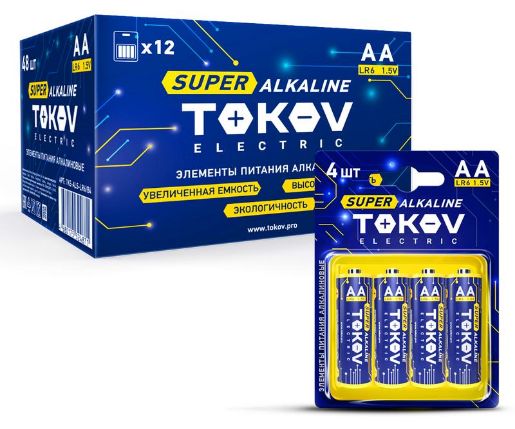 Изображение Элемент питания алкалиновый LR6/AA (блист.4шт) TOKOV ELECTRIC TKE-ALS-LR6/B4