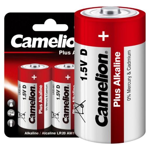 Изображение Элемент питания алкалиновый D/LR20 1.5В Plus Alkaline LR20-BP2 BL-2 (блист.2шт) Camelion 1654