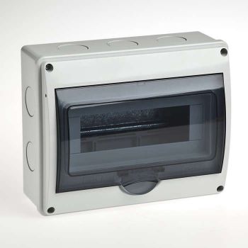 Изображение Бокс ОП Тусо 10мод. (4в) IP65 сер./дым. двер. Рувинил 69011