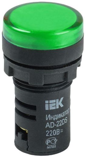 Изображение Лампа светосигнальная AD22DS d22мм 230В AC зел. IEK BLS10-ADDS-230-K06