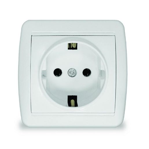 Изображение Розетка 1-м ОП Клио 16А IP44 с заземл. бел. UNIVersal К2228