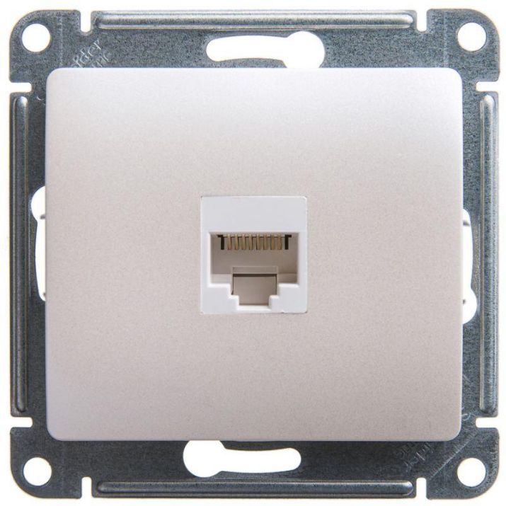 Изображение Розетка компьютерная 1-м Glossa RJ45 кат.5E механизм перламутр. SE GSL000681K