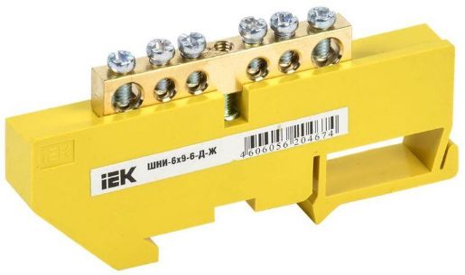 Изображение Шина PE "земля" на DIN-изоляторе ШНИ-6х9-6-Д-Ж IEK YNN10-69-6D-K05