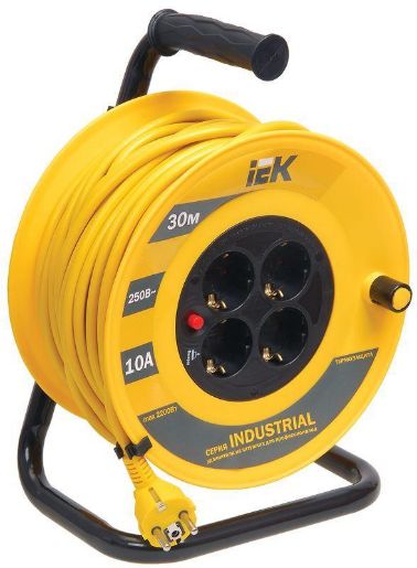 Изображение Удлинитель на катушке 4х30м с заземл. 10А IP20 Industrial УК30 3х1 термозащита IEK WKP14-10-04-30