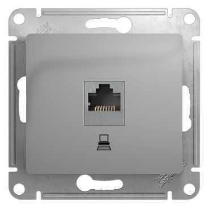Изображение Розетка компьютерная 1-м СП Glossa RJ45 кат.5E механизм алюм. SE GSL000381K