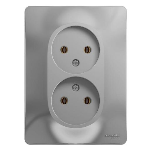 Изображение Розетка 2-м СП Glossa 16А IP20 без заземл. в сборе алюм. SE GSL000320