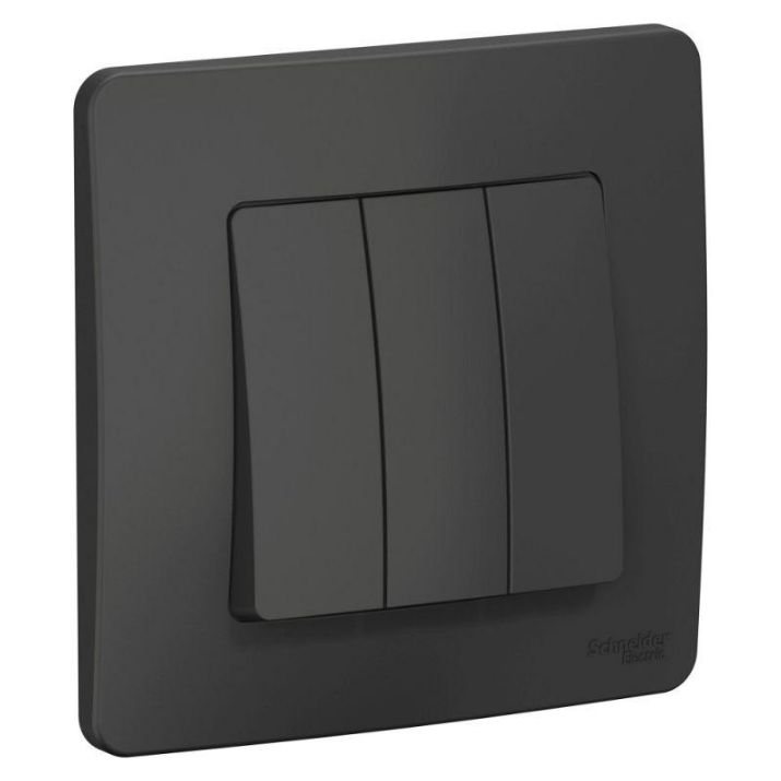 Изображение Выключатель 3-кл. СП Blanca 10А IP20 (сх. 1+1+1) 250В антрацит SE BLNVS100506