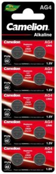 Изображение Элемент питания алкалиновый "таблетка" LR626/377A/177/G 4 Mercury Free AG4-BP0%Hg для часов BL-10 (блист.10шт) Camelion 12812