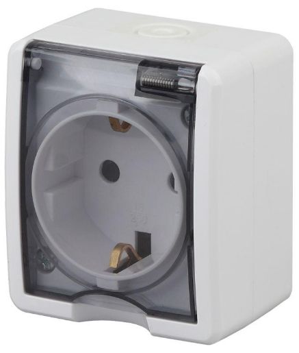 Изображение Розетка 1-м ОП Эра Эксперт 11-2401-01 16А IP54 16AX 250В 2P+E бел. Эра Б0020712