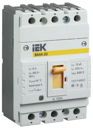 Изображение Выключатель автоматический 3п 100А 15кА ВА44 33 IEK SVA4410-3-0100
