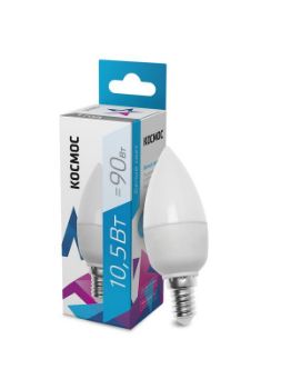 Изображение Лампа светодиодная 10.5Вт свеча 4500К бел. E14 220В КОСМОС LkecLED10.5wCNE1445