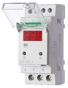 Изображение Реле напряжения CP-721-1 (однофазное; цифровая индикация; напряжение питания 50-450В контакт 1NO 63А встроен. таймер регистрация аварий в памяти индикация текущего напряжения) (аналог УЗМ) F&F EA04.009.013