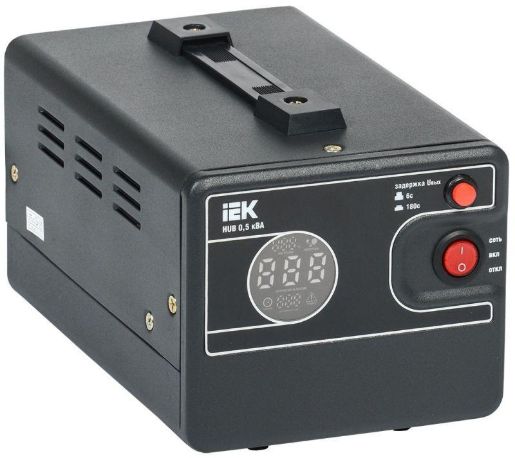 Изображение Стабилизатор напряжения 1ф 0.5кВА HUB переносной IEK IVS21-1-D05-13