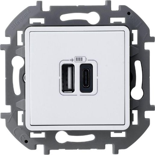 Изображение Устройство зарядное Inspiria с 2-мя USB разьемами A и C 240В / 5В 3000мА бел. Leg 673760