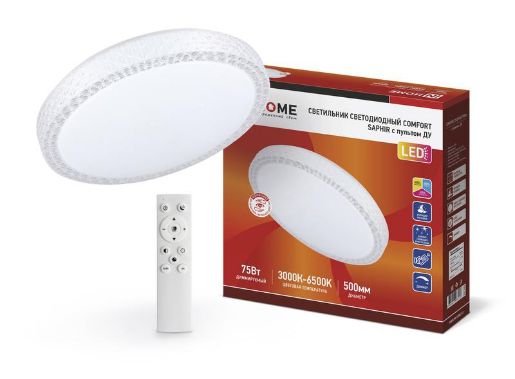 Изображение Светильник светодиодный COMFORT SAPHIR 75Вт 230В 3000-6500К 6000лм 500х100мм с пультом ДУ IN HOME 4690612035123