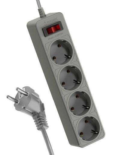 Изображение Удлинитель с сетевым фильтром 4х1.5м с заземл. 10А IP20 2.2кВт 3х0.75 с предохранителем с выкл. с индикатором сети КОСМОС FKsm1.5m-4g(G)