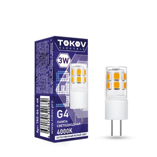 Изображение Лампа светодиодная 3Вт Capsule 4000К G4 220-240В TOKOV ELECTRIC TKE-G4-3-4K