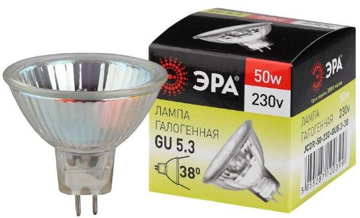 Изображение Лампа галогенная GU5.3-JCDR (MR16) -50W-230V-Cl ЭРА C0027365