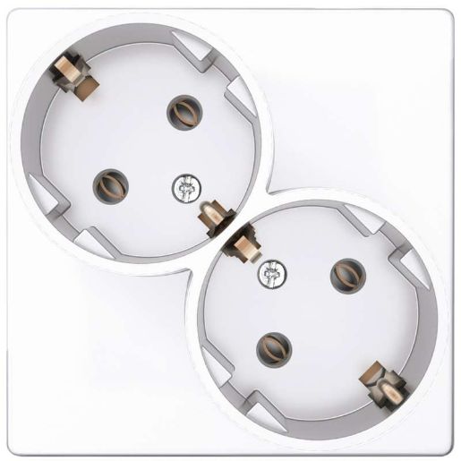 Изображение Розетка 2-м СП Simon24 16А IP20 2х2P+E Schuko без защ. шторок механизм бел. Simon 2450459-030
