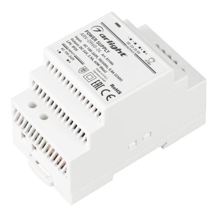 Изображение Блок питания ARV-DR60-24 24В 2.5А 60Вт IP20 DIN-рейка Arlight 031086