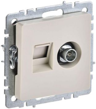 Изображение Розетка компьютерная + телевизионная 2-м Brite РТВ/РК12-БрКр RJ45 кат.5E + TV беж. IEK BR-AK20-1-K10