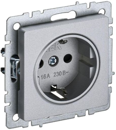 Изображение Розетка BRITE РС14-1-0-БрА 16А с заземл. защ. шторки алюм. IEK BR-R14-16-K47