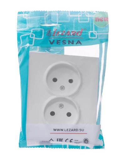 Изображение Розетка 2-м СП VESNA без заземл. ПБТ бел. LEZARD 742-0200-128B