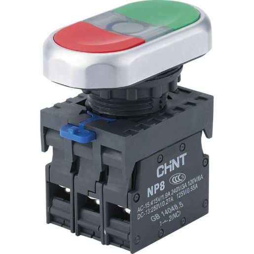 Изображение Кнопка двойная NP8-11SD 1НО+1НЗ желт. AC 110В-220В(LED) IP65 (R) CHINT 667175
