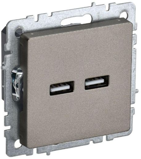 Изображение Розетка BRITE USB A+A 3.1А РЮ10-1-БрШ шампань IEK BR-U21-D31-K37