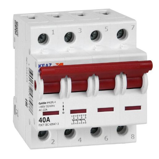Изображение Выключатель нагрузки модульный OptiDin BM63PL-440-УХЛ3 (ВМ63PL) КЭАЗ 328175