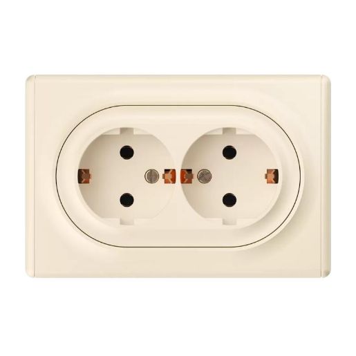 Изображение Розетка 2-м СП Florence 16А IP20 с заземл. винт. клеммы беж. 1E10401301 OneKeyElectro 2172790