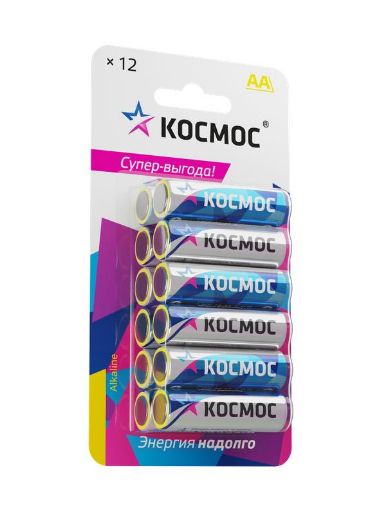 Изображение Элемент питания алкалиновый AA/LR06 BP-12 (блист.12шт) КОСМОС KOCLR6BL12
