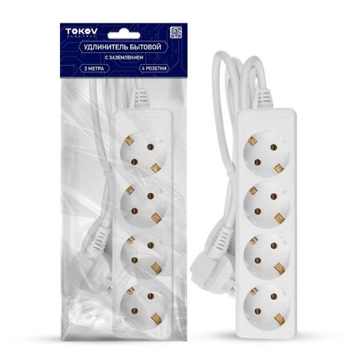 Изображение Удлинитель 4х3м с заземл. 16А 3х1 TOKOV ELECTRIC TKE-C01-BU4-3-1-Z