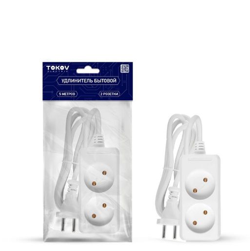 Изображение Удлинитель 2х5м без заземл. 10А 2х0.75 TOKOV ELECTRIC TKE-C01-BU2-5-075