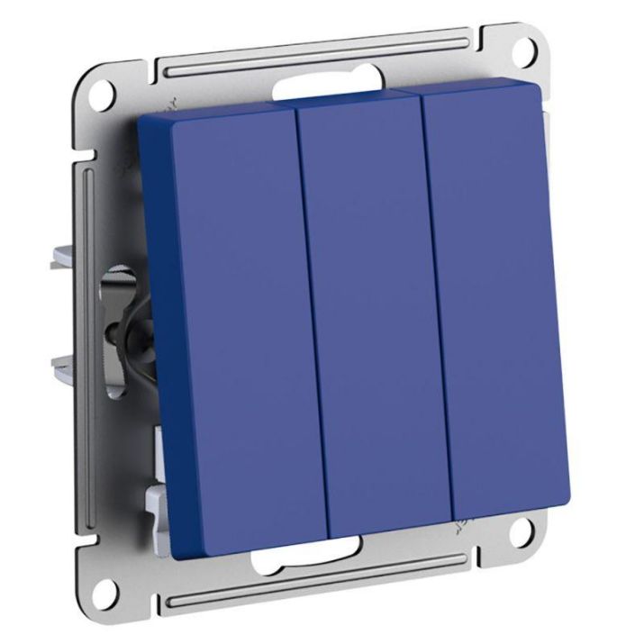 Изображение Выключатель 3-кл. AtlasDesign (сх.1+1+1) 10AX механизм аквамарин SE ATN001131