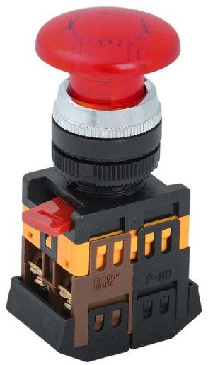 Изображение Кнопка "Грибок" AELA-22 d22мм 1з+1р 240В неон красн. IEK BBG20-AELA-K04
