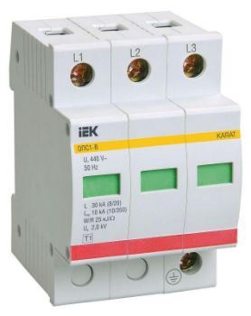 Изображение Ограничитель перенапряжения ОПС1-B 3P IEK MOP20-3-B