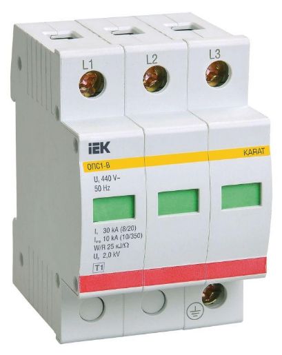Изображение Ограничитель перенапряжения ОПС1-B 3P IEK MOP20-3-B
