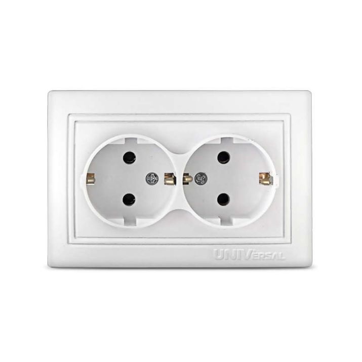 Изображение Розетка 2-м СП Севиль 16А IP20 с заземл. бел. UNIVersal С0128
