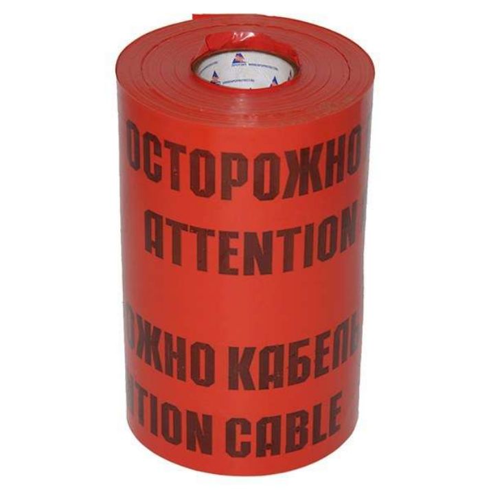 Изображение Лента сигнальная ЛСЭ-600мм "Осторожно кабель" красн./черн. (рул.100м) Протэкт 8276