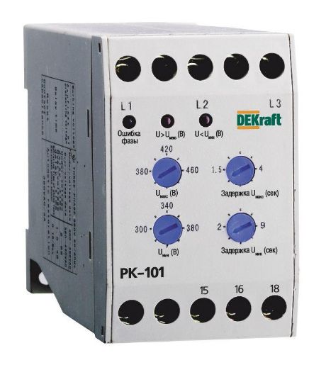 Изображение Реле контроля фаз РК-101 380В тип 01 DEKraft 23300DEK
