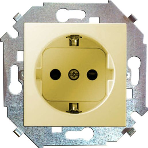 Изображение Розетка 1-м СП Simon15 16А IP20 250В с заземл. Schuko защ. шторки винт. клеммы механизм сл. кость Simon 1591443-031