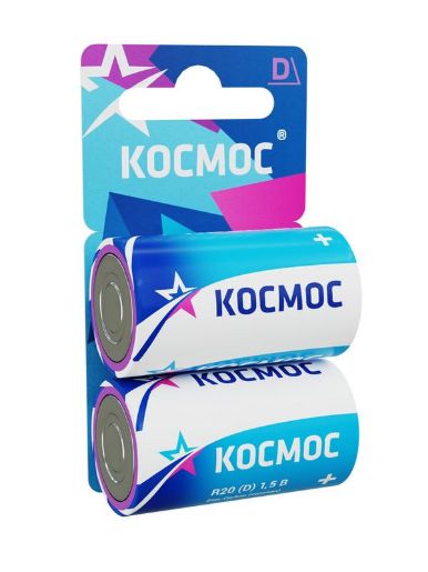 Изображение Элемент питания солевой D/R20 (блист.2шт) КОСМОС KOCR202BL