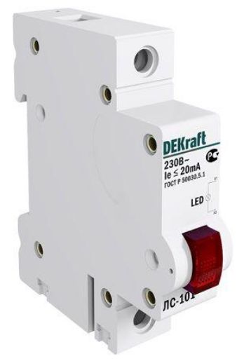 Изображение Лампа сигнальная ЛС-101 на DIN-рейку 1p красн. LED DEKraft 18002DEK