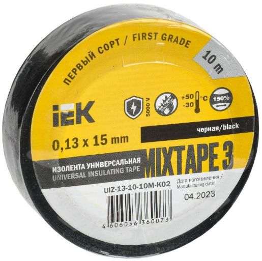 Изображение Изолента ПВХ 0.13х15мм (рул.10м) черн. IEK UIZ-13-10-10M-K02